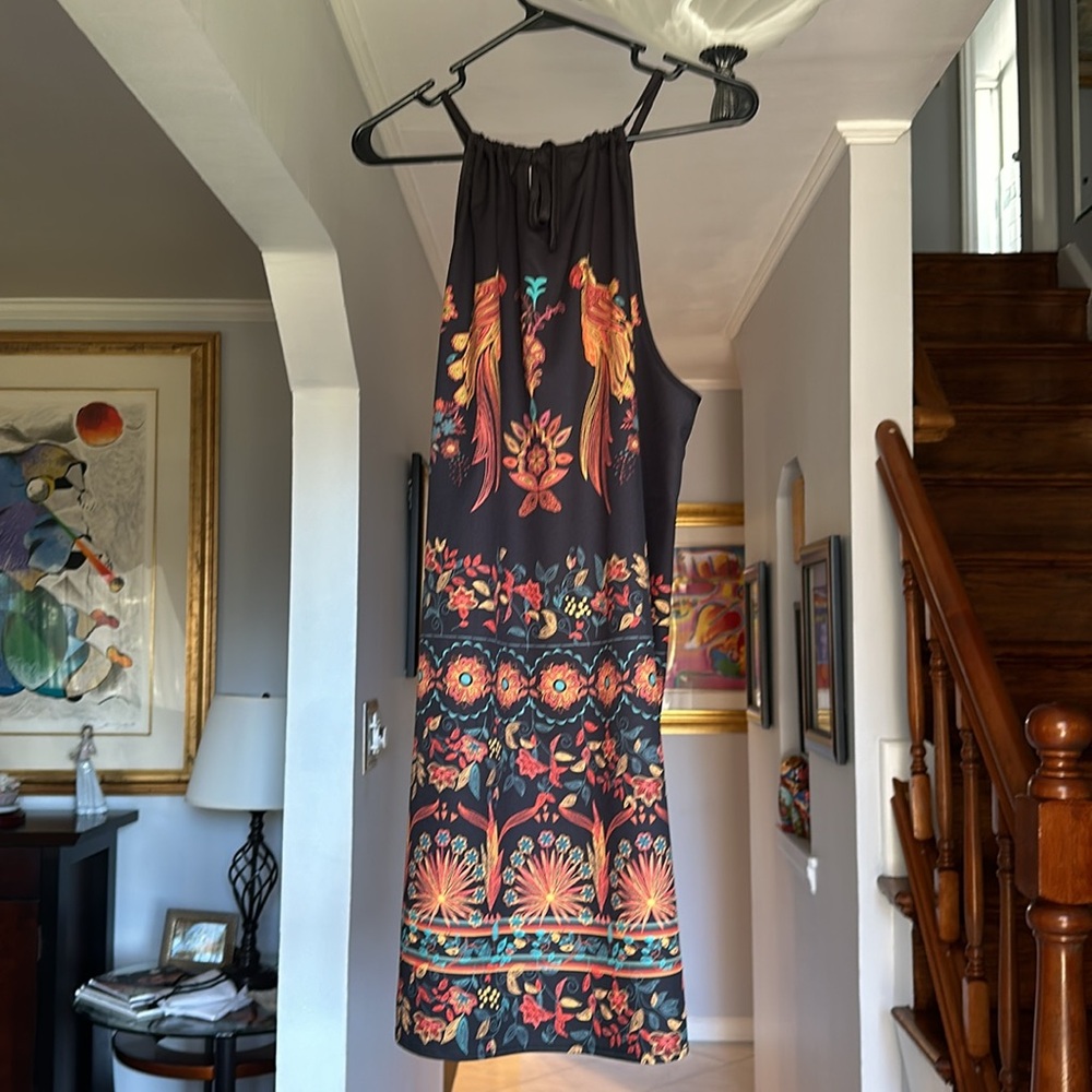 🌺 NWOT SHEIN Halter Neck Bohemian Floral dress Sz XL - Picture 7 of 12